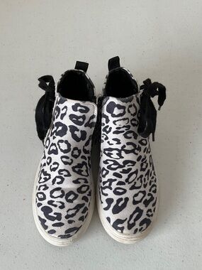 SIP White and Black Leopard Print Slip-On Boots